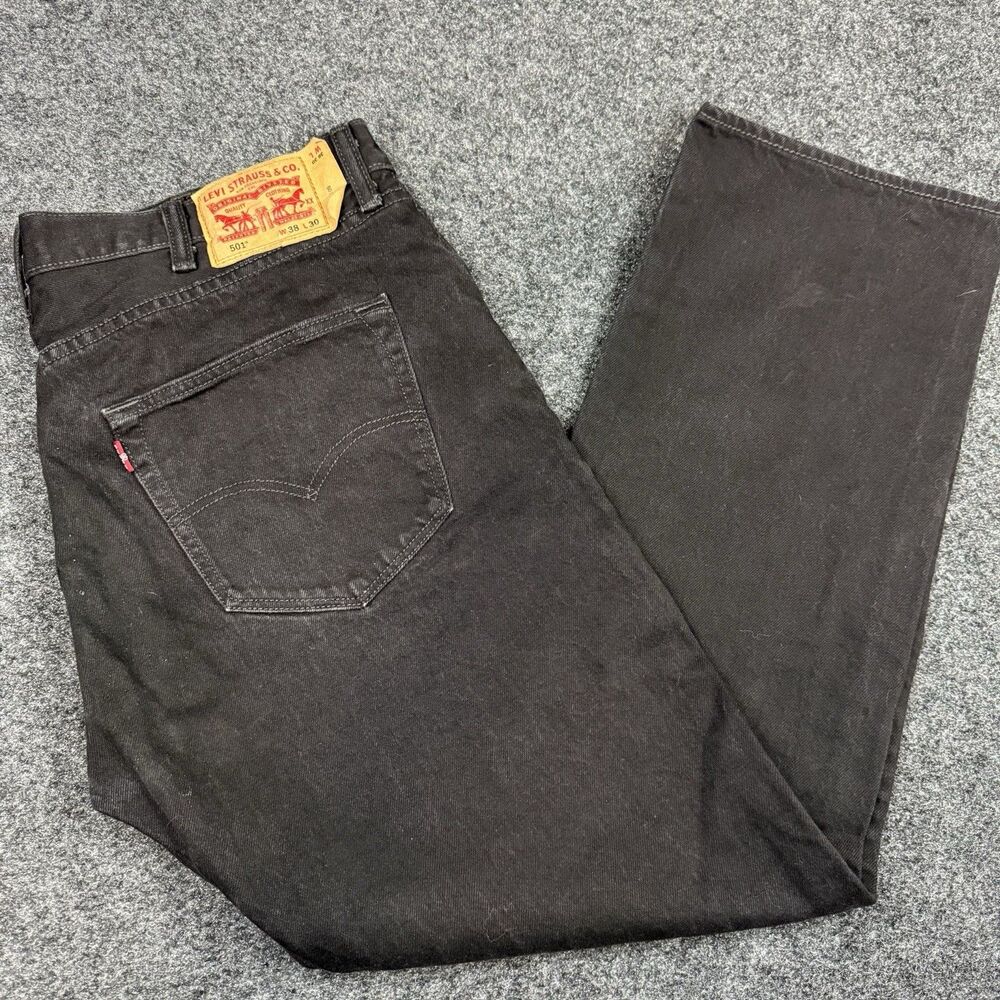 Levis 501 Jeans W36 L28 Black Denim Button Fly Straight Fit  100% Cotton